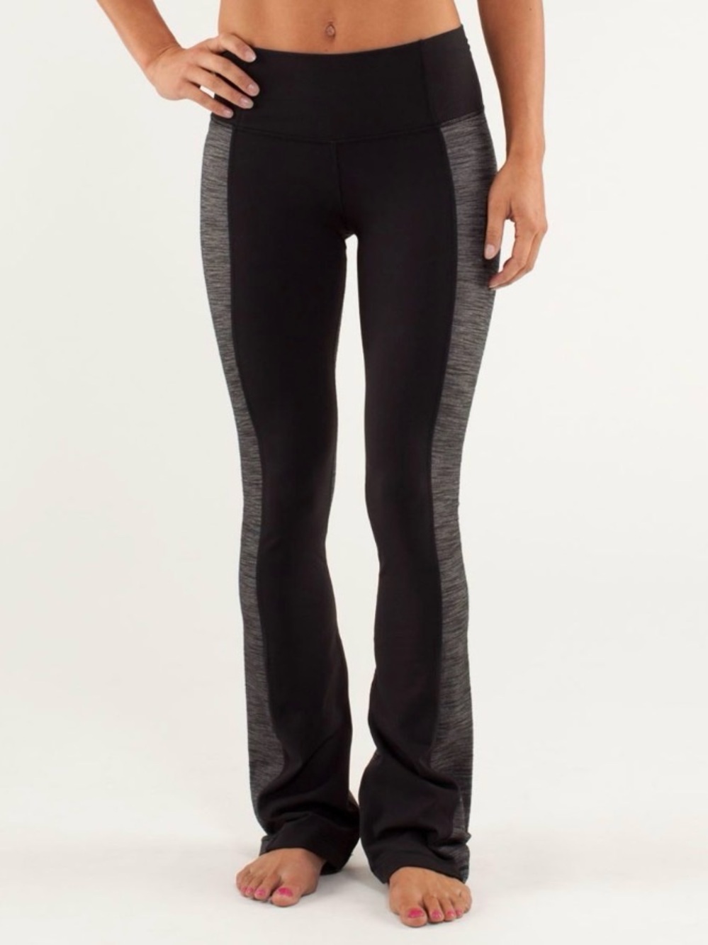 lululemon athletica Barre Pulse Yoga Pants Black Reversible Slub Denim Black